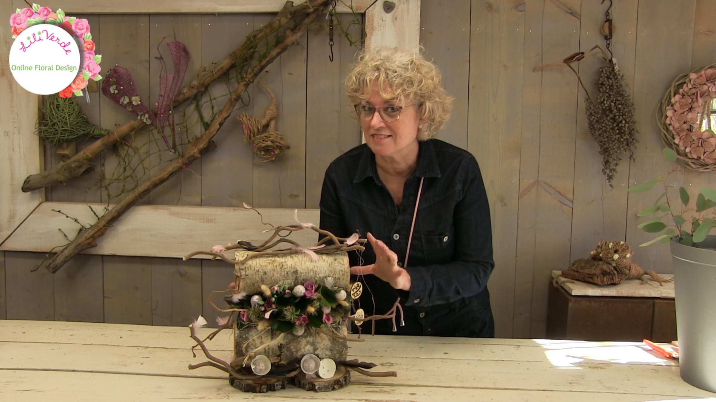 Easter piece with stacked wood